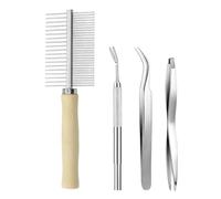 3 Pieces Of Pet Flea Cleaning Clip And 1 Piece Of Comb, Stainless Steel Insect Catching Clip, Cat Hair Removal Comb, Pet Cleaning Tool.