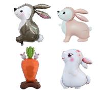 3 Pieces Of Rabbit-Shaped Balloons, 1 Piece Of Radish-Shaped Balloons, Cute Cartoon Decorations, Festive Party Props, Suitable For Birthdays And Parties.