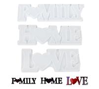 3 Pieces of Resin Mold and 1 Piece of Dropper, Resin Accessories, Silicone Mold, Family Word Mold, Letter Resin Mold (Transparent)
