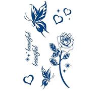 3 Pieces Of Semi-Permanent Herbal Tattoo Stickers Durable Waterproof Simulation Butterfly Rose Heart