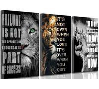 3 Pieces Office Inspirational Canvas Wall Art Modern Motivational Quotes Black And White Lion Pictures Wall Decor Inspiring Poster Print Artwork for Living room Man Room Bedroom Home Decoration