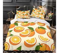 3 Pieces Orange Duvet Cover 3D Printed Fruit Bedding Set 2 Pillowcases Hidden zipper Microfiber Soft Quilt Cover Single Size 200x200cm for Teenagers adults b.1926