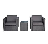 3-Pieces Outdoor PE Rattan Bistro Set with 10cm Cushions