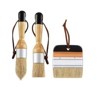 3 Pieces Paint Brushes Chalk and Wax Paint Brushes Brush Set, Bristle Brush Furniture Flat Pointed Round Chalked Fence Decorating Black