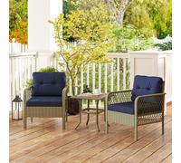 3 Pieces Patio Rattan Wicker Bistro Set Conversation Furniture Set Outsunny Dark Grey One Size