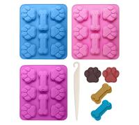 3 Pieces Paw Print Bone Mold, Cat and Dog Paw Mold, Baking Tools, Sugar Cube Cookie Mold, Non-Stick Silicone Mold, Suitable for Making Jelly, Pudding, Chocolate