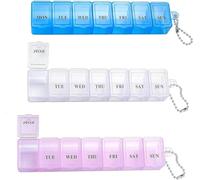 3 Pieces Pill Box Organiser, 7 Day Portable Storage Box Weekly Organizer, Weekly Medication Pill Organiser Box, Pill Dispenser Case,Pill Organiser For Medication, Supplements, vitaminss, Cod Liver Oil