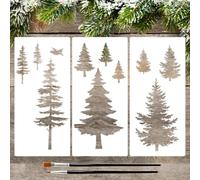 3 Pieces Pine Trees Stencils,Reusable Pine Tree Drawing Template for DIY Art Crafts Painting on Wood Canvas Furniture & Home Wall Decor