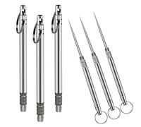 3 Pieces Portable Titanium Toothpicks,Metal Pocket Toothpick Stainless Steel Toothpick Reusable Toothpicks for Outdoor Camping Picnic Travel (Silver)