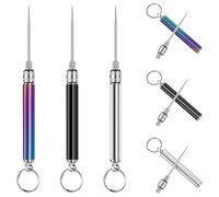 3 Pieces Portable Titanium Toothpicks Pocket Keychain with Key Ring Fruit Stick Aluminium Alloy Metal Toothpick for Outdoor Camping Picnic and Home …