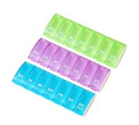 3 Pieces Portable Weekly Pill Box Organiser, 7 Day Pill Box Organiser One Time a Day Pill Dispenser Storage Case Tablet Organiser Easy to Open for Medication, Supplements, Vitamins, Cod Liver Oil