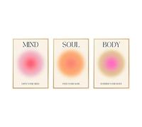 3 Pieces Positive Aura Posters for Room Aesthetic Colorful Aura Grainy Gradient Canvas Wall Art Spiritual Soul Body Mind Quote Print Painting Danish Pastel Home Wall Decor for Bedroom 8x10in Unframed
