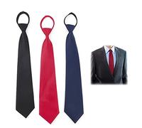 3 Pieces Pre-Knotted Zipper Tie, Elegant Man Tie Made with Elastic, Multicolor Ties for Work, Wedding, Funeral, No Need to Make Knots
