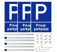 3 Pieces Private Parking Sign with High Post 90cm, 20 x 30cm Private Property No Stopping for Private Parking - Easy to Install, Visible and Weather Resistant