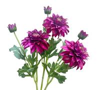 3 Pieces Purple Artificial Dahlias,21" Silk Flowers with Stems,Winter Flowers Artificial for Decoration,Long Stem Artificial Flowers for Tall Vase,Wedding Party Spring Decorations for Home(Purple)