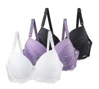 3 Pieces Push Up Bras for Women, Sexy Lace Bralettes for Women, Floral Lace No Underwire Wireless Bra, High Support Bra with Adjustable Strap, Comfortable Everyday Bras Plus Size Sky Blue