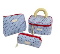 3 Pieces Quilted Cosmetic Bag Set with Bows Decoration Makeup Bags Storage Organized Suitable for Women and Girls