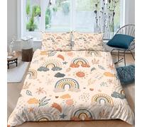 3 Pieces Rainbow Duvet Cover 3D Printed Cartoon Bedding Set 2 Pillowcases Hidden zipper Microfiber Soft Quilt Cover Single Size 140x200cm for Boys and Girls b.2139
