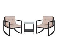 3-Pieces Rattan Garden Rocking Chair Set