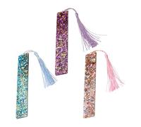 3 Pieces Rectangular Bookmarks, Shiny Bookmarks, Creative Bookmarks, Acrylic Tassel Bookmarks, Reading Accessories