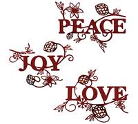 3 Pieces Red Peace Joy Love Metal Wall Art Christmas Farmhouse Wall with Metal Snowflake and Pine Cone Sign Word Decorations Hanging Art for Christmas Indoor Outdoor Decorations