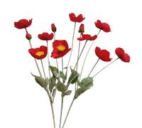 3 Pieces Red Poppies Flowers Artificial,23"Ranunculus Artificial Flowers,Silk Flowers with Stems,Faux Flower Stems for Wedding,Party,Garden Outdoor Indoor Decor Flower Arrangements for Table (Red)