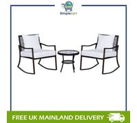 Outsunny 3 Pieces Rocking Chair Bistro Set Furniture Rattan Wicker Brown