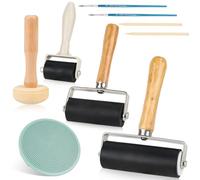 3 Pieces Rubber Roller Lino Printing with 1 Mushroom Roller and 1 Engraving 3.5 cm / 6 cm / 10 cm Painter's Roller Rubber Roller Painter for Ink Colour Block, Stamping, Printing, Wallpaper Crafts
