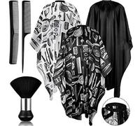 3 Pieces Salon Barber Capes Hair Cutting Capes with Adjustable Snap Closure, Neck Duster Brush and Combs