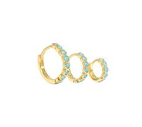 3 Pieces/set 925 Sterling Silver Hoop Earrings Classic Charm Turquoise Huggie Earrings For Women Daily Accessories