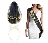 3 Pieces Set Bachelorette Veil Sash Crown Set for Party Bridal Shower Gift