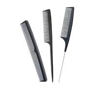 3 Pieces Set Carbon Fibre Rat Pin Tail Comb Parting Braid Fine Tooth Hair Comb for Women Men Barber Hairdressing Styling