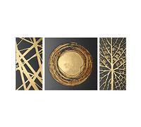 3 Pieces Set Luxury Abstract Golden Painting on Canvas Wall Art Gold Foil Posters and Prints for Living Room Decor 80X40x280X80cm No frame