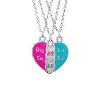 3 Pieces/set Mother Daughter Heart Shaped Mom Big Little Sis Necklace Set For Mother's Day Two Girls Jewelry Gift