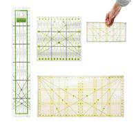 3 Pieces Sewing Ruler 15 x 30 cm / 15 x 15 cm / 5 x 30 cm Transparent Patchwork Ruler with Corner Lines Acrylic Dressmaker Ruler for Precise Cutting, Sewing, Tailoring