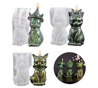 3 Pieces Silicone Candle Mould Magic Cat Halloween Candle Resin Mould Animal Shaped Epoxy Casting Mould for DIY Craft Home Decoration Chocolate Candy Soap Handmade Gift