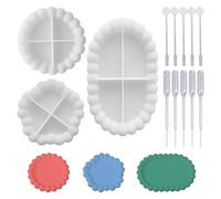 3 Pieces Silicone Mold, 5 Pieces Drip Counter, 5 Pieces Mixing Spoons, Candle Holder Silicone Mold, Mold Tray, Epoxy Coaster Mold, Casting Mold