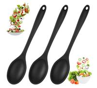 3 Pieces Silicone Spoons for Cooking, 10.6 Inch Long Handle Serving Spoons Nonstick Silicone Soup Spoons Heat-Resistant Kitchen Cooking Utensils Silicone Spoon for Mixing, Stirring & Basting