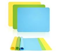 3 Pieces Silicones Mats for Crafts, 40x30cm Heat-Resistant, Waterproof Silicone Painting Mats, Silicone Sheet for Crafts for Kids Painting, Epoxy Resin Craft and DIY Projects, Blue, Yellow, Green