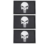 3 Pieces Skull Punisher Patch Death Skull Badge with Clasp for Jackets Pants Hats Backpacks Outdoor Enthusiasts Embellishment Gear 8x5cm/3.1x1.9inches