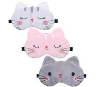 3 Pieces Sleep Mask for Kids, Cat Animal Eye Mask for Sleeping Cartoon Sleeping Blindfold Eye Cover Funny Animal Cats Sleepings Masks Lightweight Kawaii Eyemask for Women Men Kids (Cats)