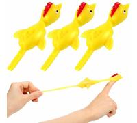 3 Pieces Slingshot Chicken Stretchy Flying Chickens Flick Toy Rubber Chicken Toy Novelty Catapult Chicken Funny Finger Stretchable Chicken for Office Pranks Toys Party Favors Yellow