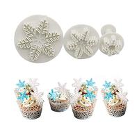 3 Pieces Snowflake Cake Plunger Cutter Mould Snowflake Christmas Cookie Fondant Mold Cake Decorating Bakeware Tools for Wedding Birthday Baby Shower Christmas Party Cake Decoration