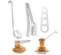 3 Pieces Spaghetti Spoon, Pasta Spoon Set, Stainless Steel Spaghetti Tongs, Pasta Measure Tool, Food Tong, Serving Tools, Silver
