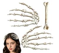 3 Pieces Spooky Skeleton Hands Barrettes - Goth Hair Clips | Bone Skull Jaw Hair Clips | For Thick Thin Costume Party Cosplay Holiday Festival Salon Home Travel Daily Birthday Women