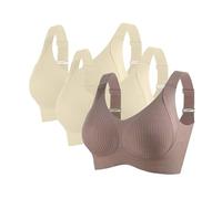 3 Pieces Sports Bras for Women Full Coverage Ribbed Seamless Bralettes Soft Breathable Lingerie Ladies Bra Adjustable Leisure Stretch Everyday Bra Underwear Plus Size Comfort Non Wired Bras