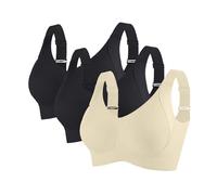 3 Pieces Sports Bras for Women Full Coverage Ribbed Seamless Bralettes Soft Breathable Lingerie Ladies Bra Adjustable Leisure Stretch Everyday Bra Underwear Plus Size Comfort Non Wired Bras