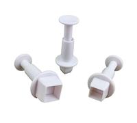 3 Pieces Square Plunger Fondant Cutter Sugarcraft Cake Decorating Tools Cookie Stamper Baking Accessories Round Fondant Cutter Plunger Shapes Set for Cake Decorating
