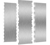 3 Pieces Stainless Steel Cake Scraper Cake Decorating Tools Edge Side Jagged Wave Double Sided Patterned Comb Metal Cake Carving Smoothing Mousse Butter Cream Pastry