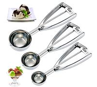 3 Pieces Stainless Steel Ice Cream Spoon, Spoons for Ice Cream and Fruit, Dough Spoon, Cookie Scoop, 3 Specifications, for Ice Cream, Melon, Cupcake, Chocolate